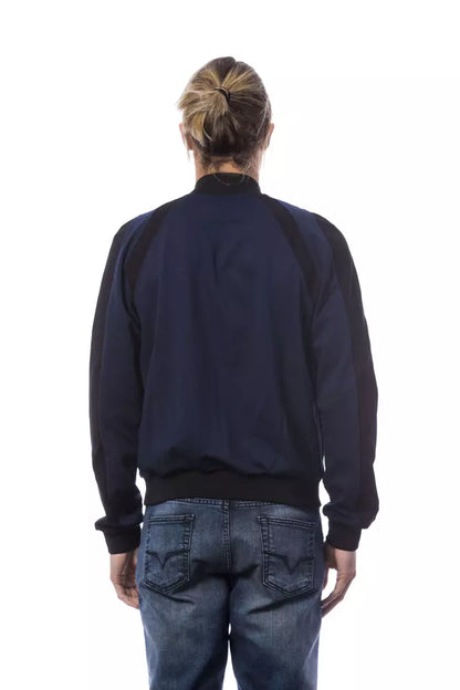 Verri Blue Viscose Men Bomber Jacket Verri