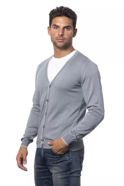 Verri Gray Cotton Men Cardigan Verri