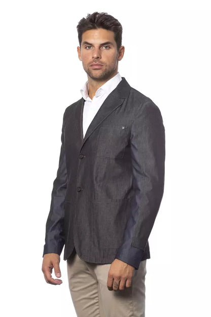 Verri Gray Cotton Men Blazer Verri