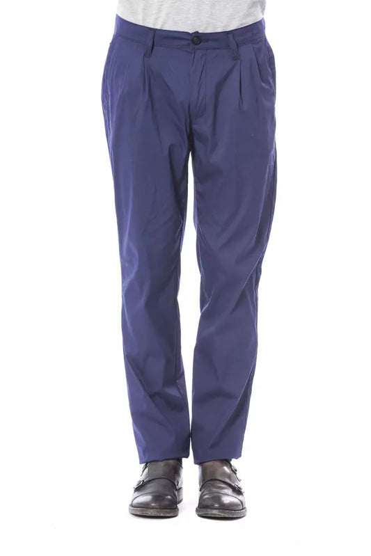 Verri Blue Cotton Men Slim Chino Pant Verri