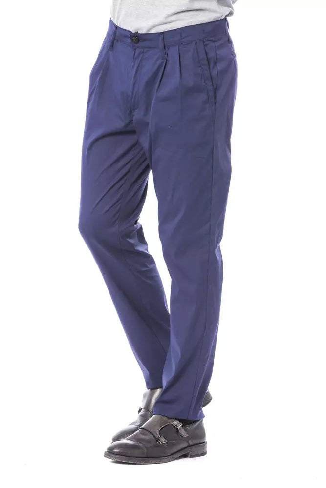 Verri Blue Cotton Men Slim Chino Pant Verri