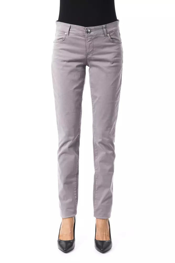 BYBLOS Gray Cotton Women Pants BYBLOS