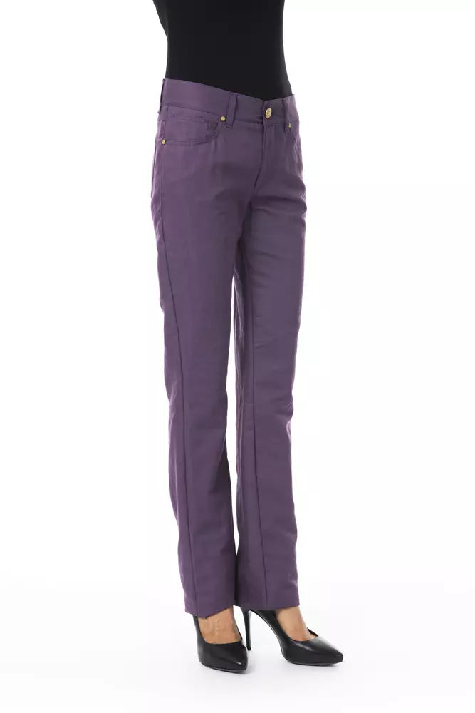 BYBLOS Purple Cotton Women Pant BYBLOS