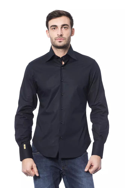 Billionaire Italian Couture Blue Cotton Men Shirt Billionaire Italian Couture