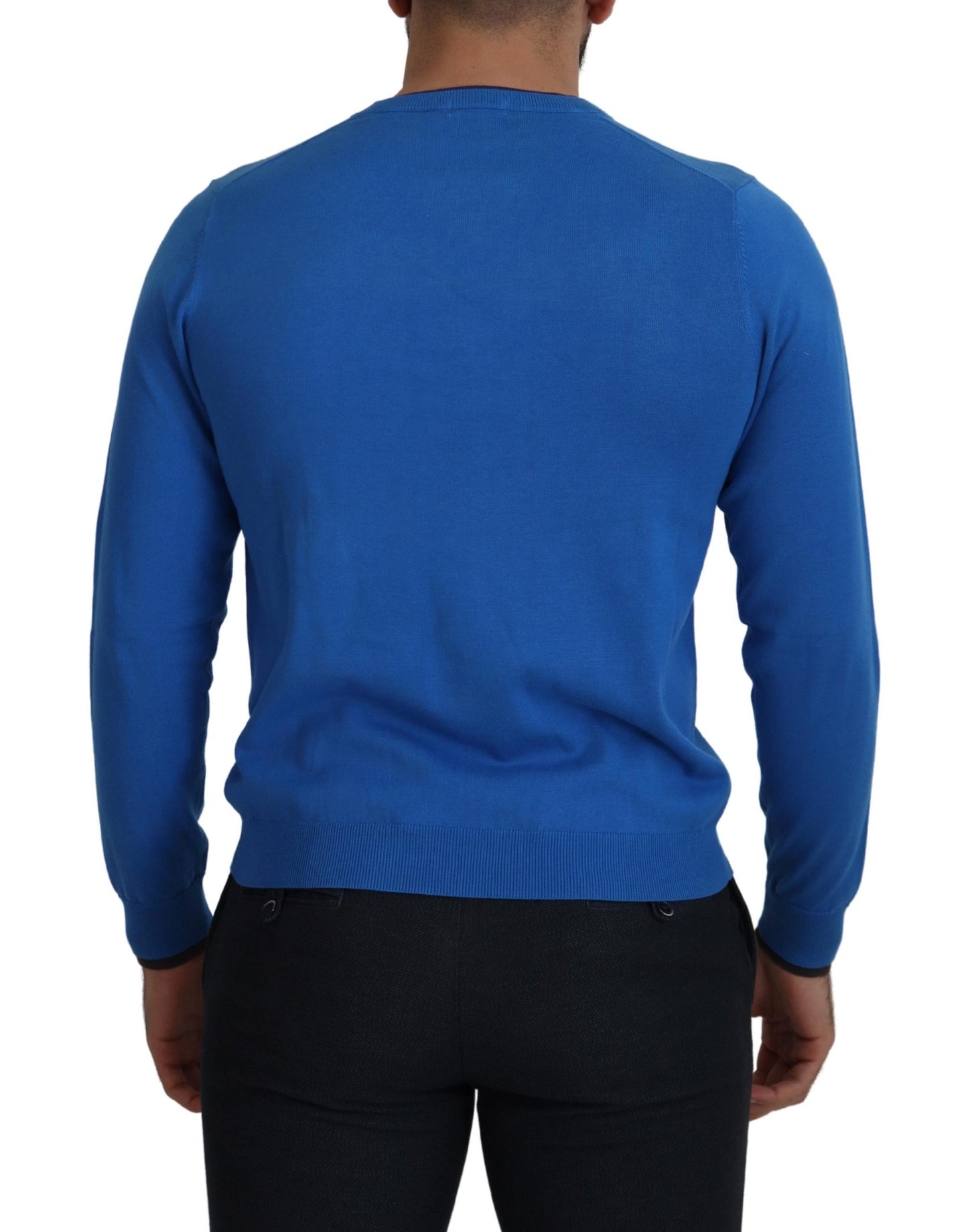 Sun68 Chic Blue Cotton Pullover Sweater Sun68