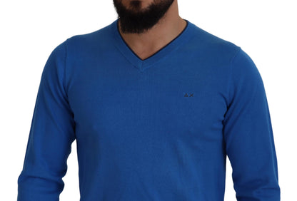 Sun68 Chic Blue Cotton Pullover Sweater Sun68