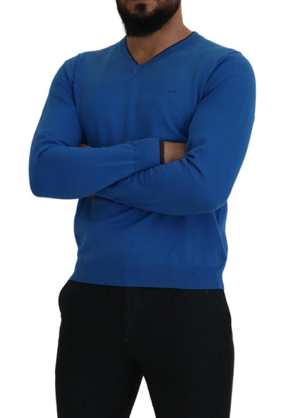 Sun68 Chic Blue Cotton Pullover Sweater Sun68