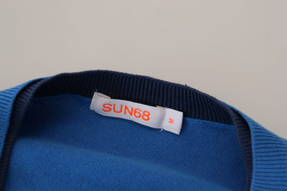 Sun68 Chic Blue Cotton Pullover Sweater Sun68