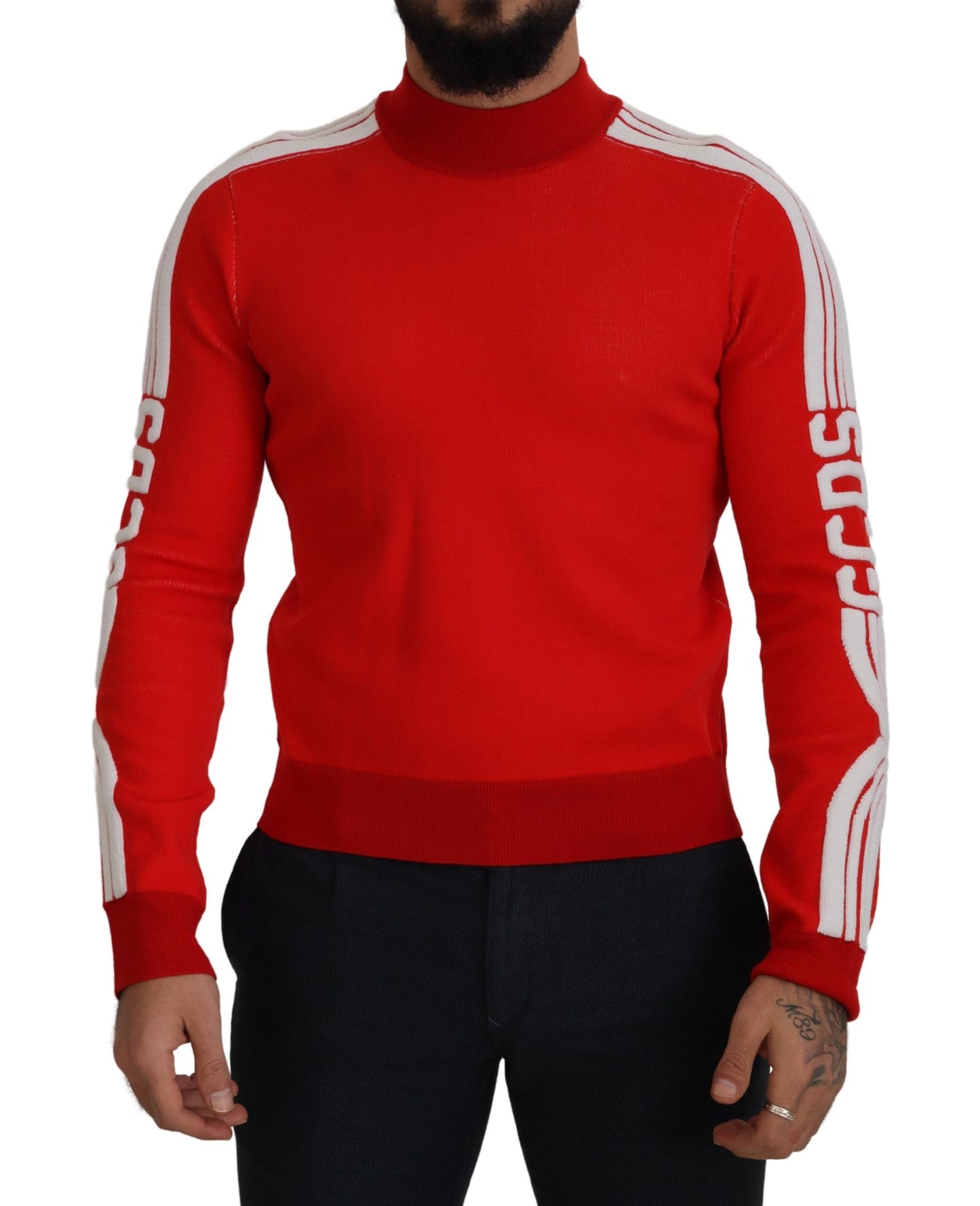 GCDS Elegant Red Pullover Sweater for Men GCDS