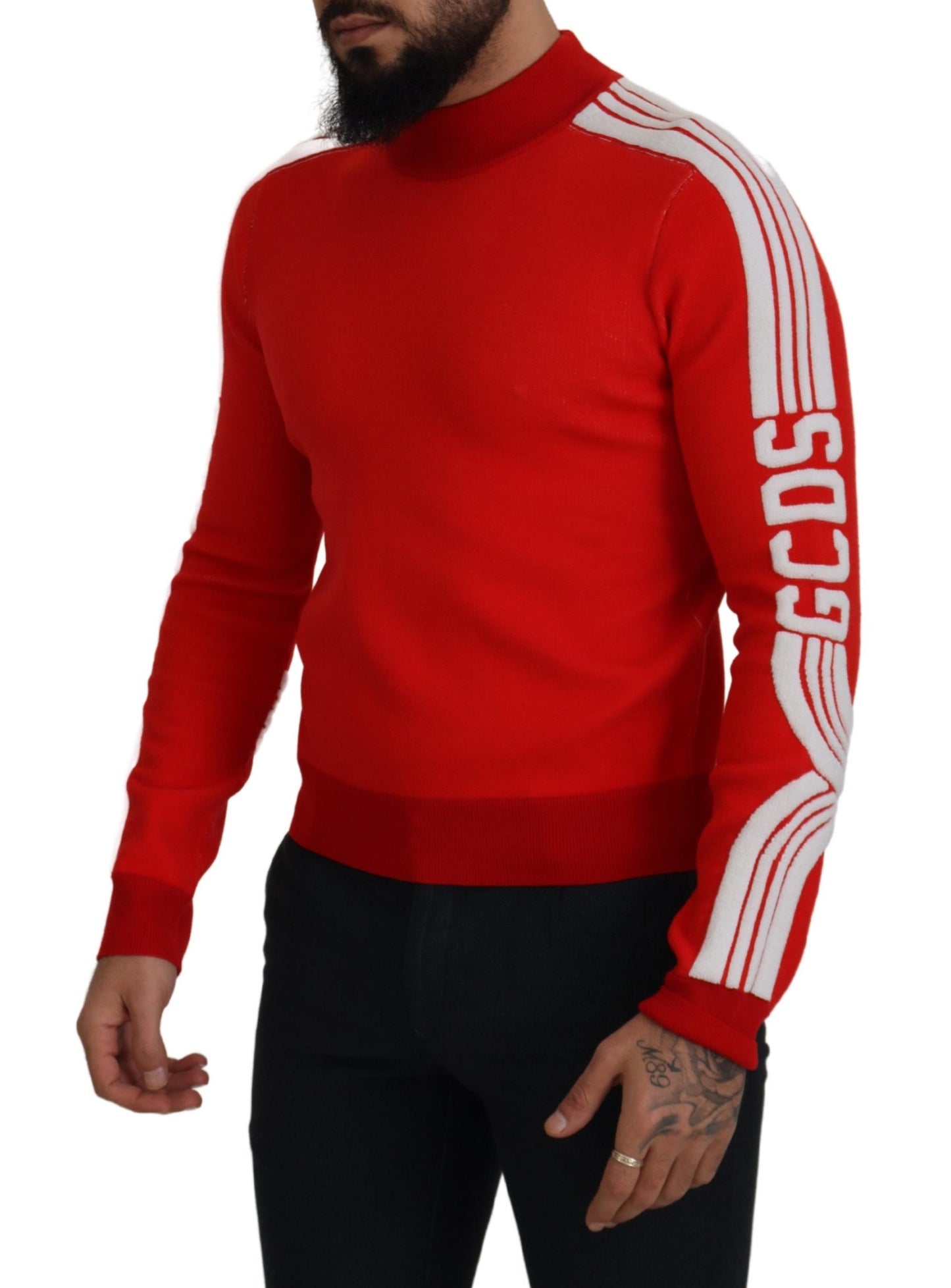 GCDS Elegant Red Pullover Sweater for Men GCDS