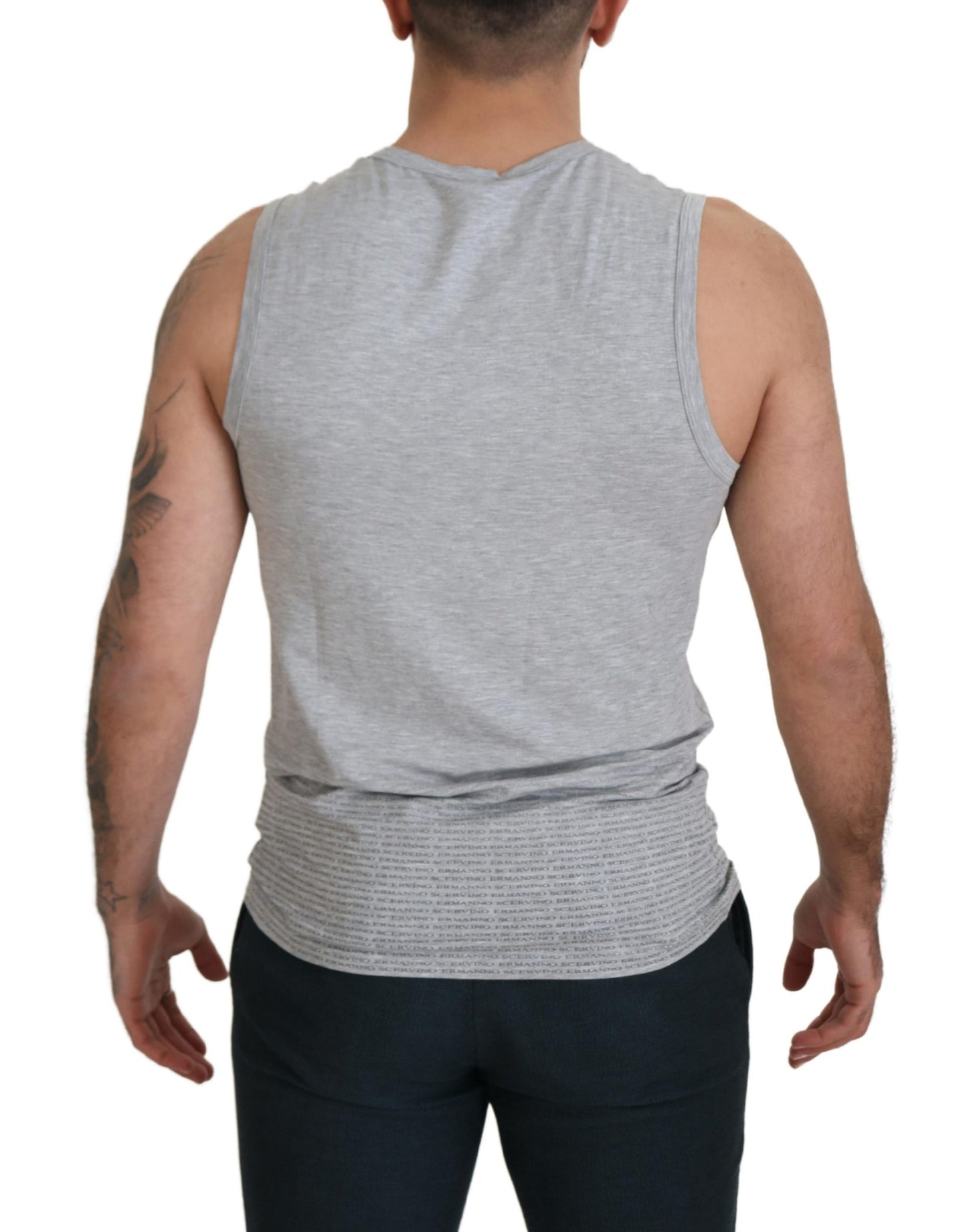 Ermanno Scervino Chic Gray Sleeveless Crewneck Tee Ermanno Scervino