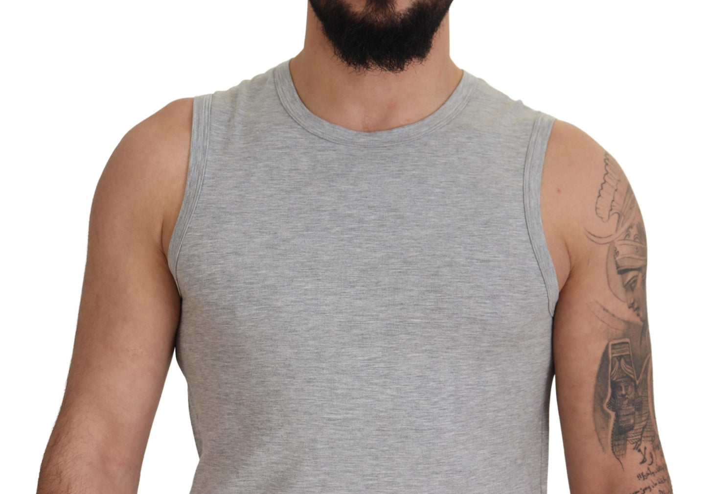 Ermanno Scervino Chic Gray Sleeveless Crewneck Tee Ermanno Scervino