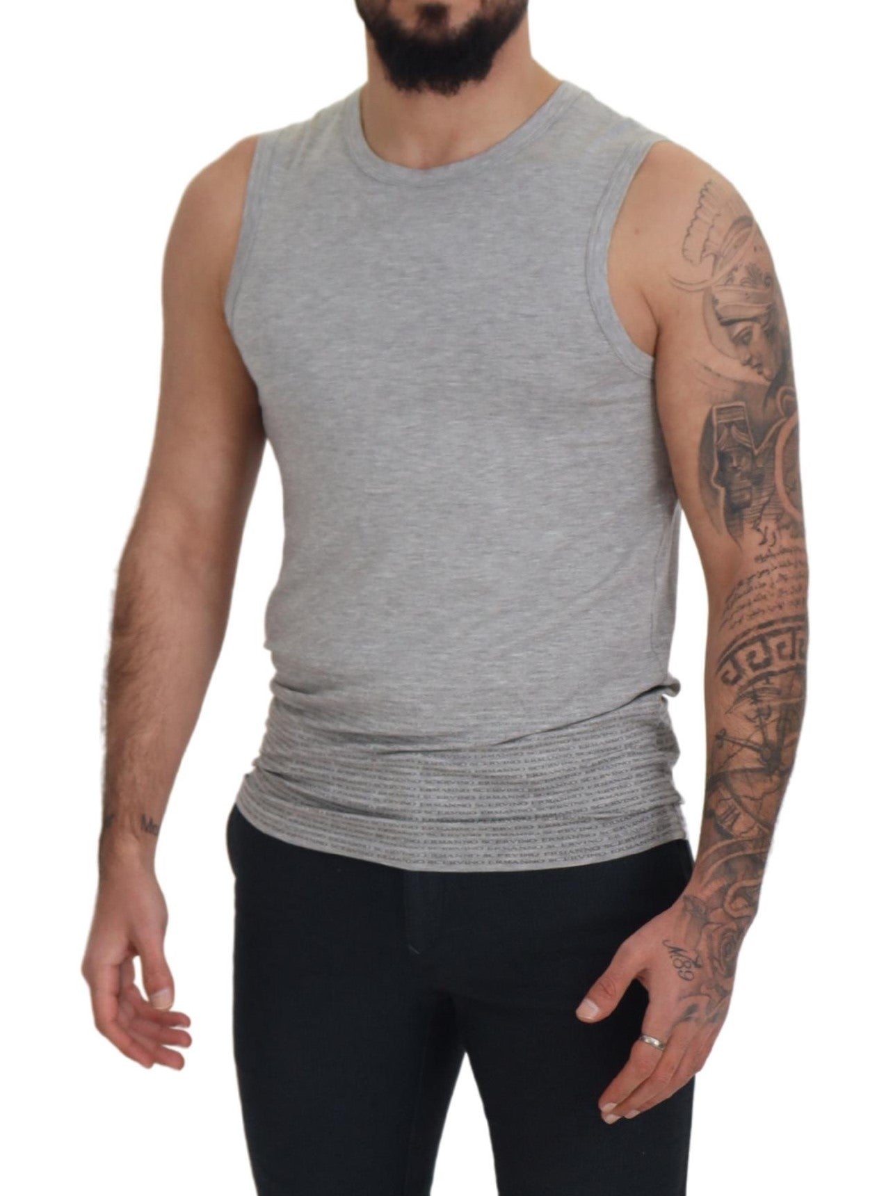 Ermanno Scervino Chic Gray Sleeveless Crewneck Tee Ermanno Scervino