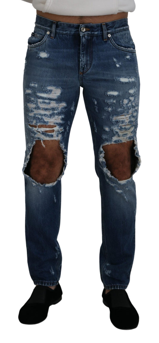 Dolce & Gabbana Chic Tattered Denim Pants for the Modern Man Dolce & Gabbana