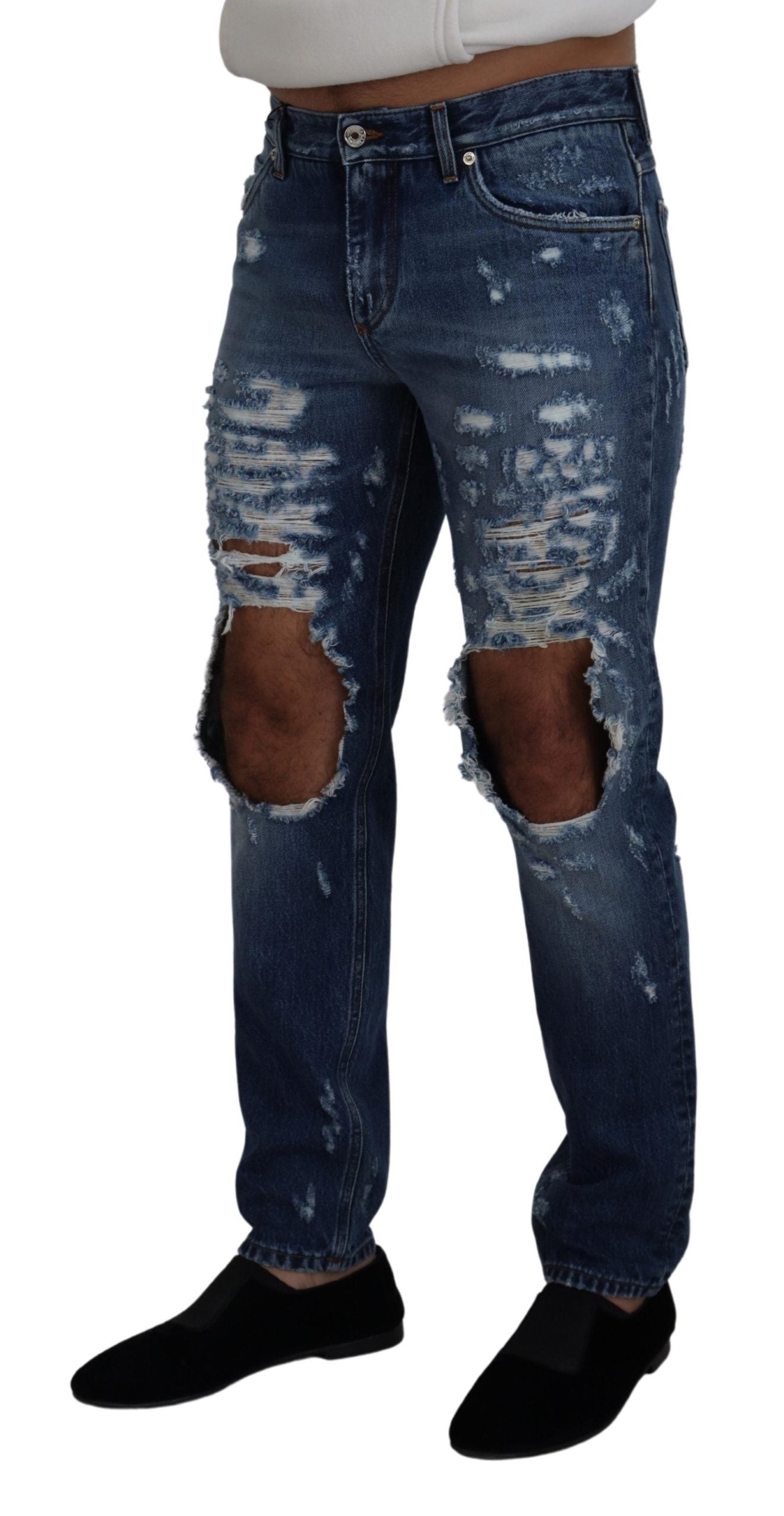 Dolce & Gabbana Chic Tattered Denim Pants for the Modern Man Dolce & Gabbana