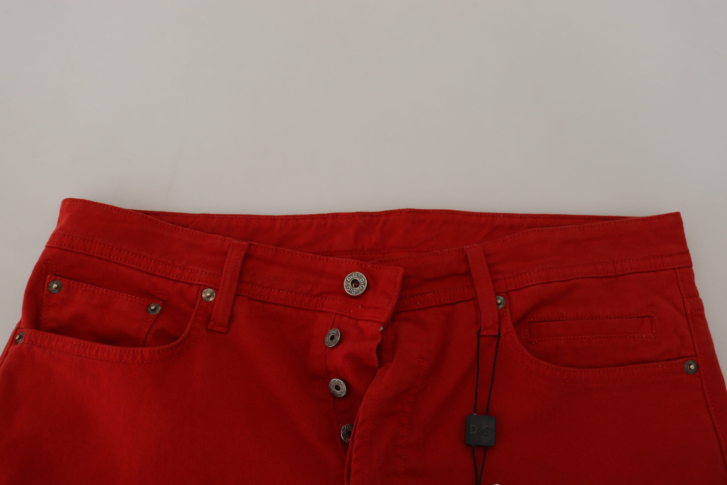 Dolce & Gabbana Chic Red Cotton Denim Pants Dolce & Gabbana