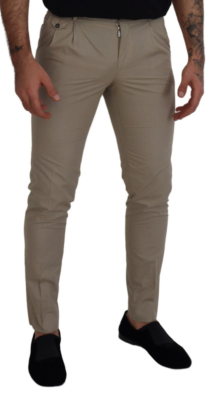 Dolce & Gabbana Stunning Beige Italian Cotton Trousers Dolce & Gabbana