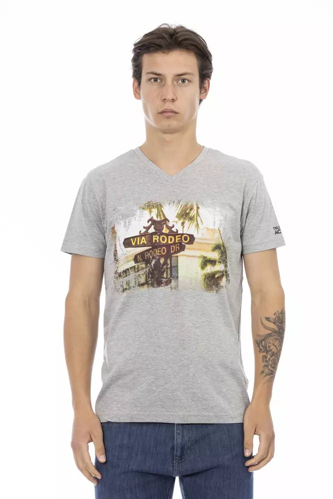 Trussardi Action Gray Cotton Men T-Shirt Trussardi Action