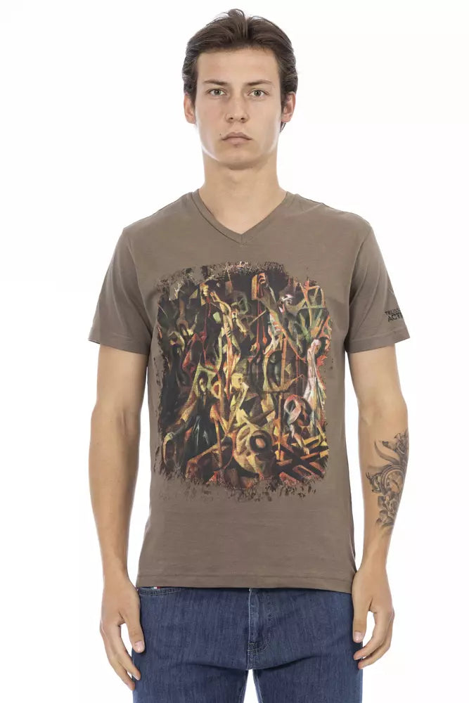 Trussardi Action Brown Cotton Men T-Shirt Trussardi Action