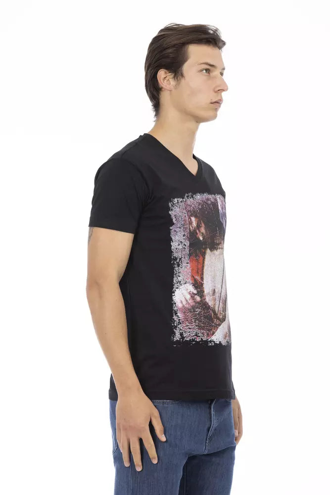 Trussardi Action Black Cotton Men T-Shirt Trussardi Action