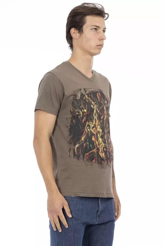 Trussardi Action Brown Cotton Men T-Shirt Trussardi Action