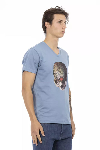 Trussardi Action Light Blue Cotton Men T-Shirt Trussardi Action