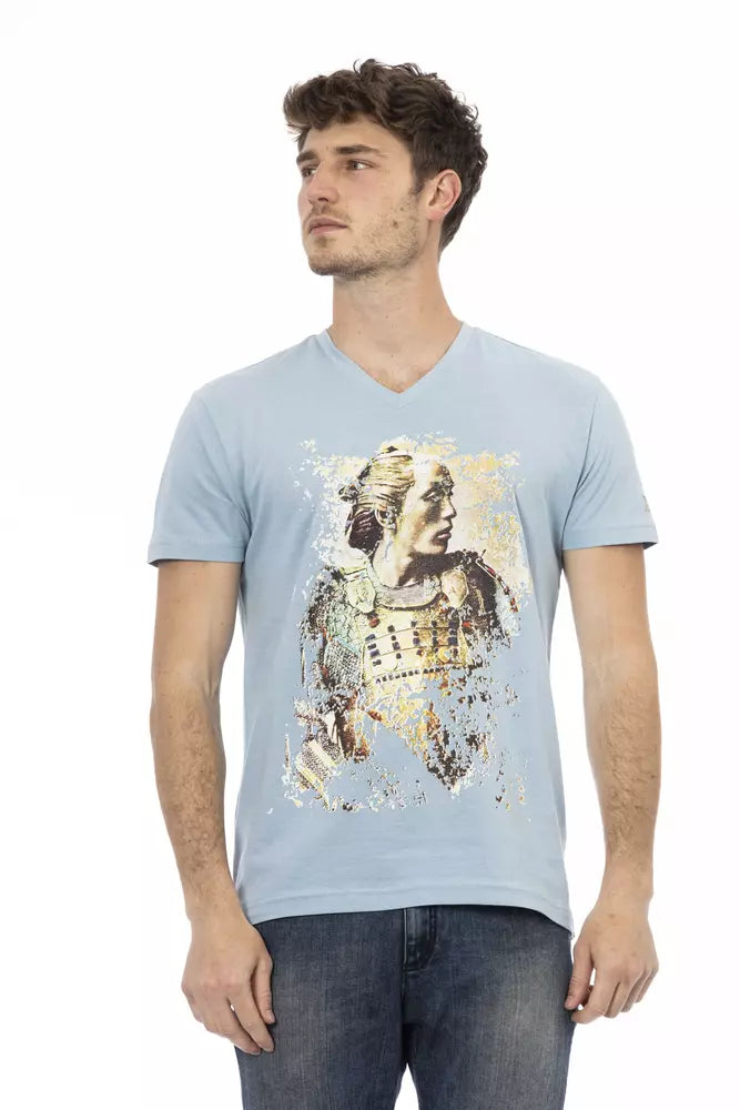 Trussardi Action Light Blue Cotton Men T-Shirt Trussardi Action