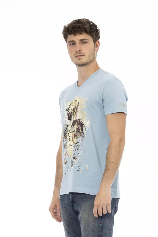 Trussardi Action Light Blue Cotton Men T-Shirt Trussardi Action