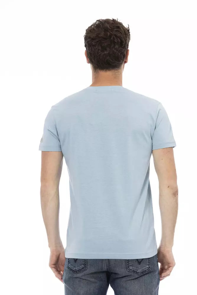 Trussardi Action Light Blue Cotton Men T-Shirt Trussardi Action