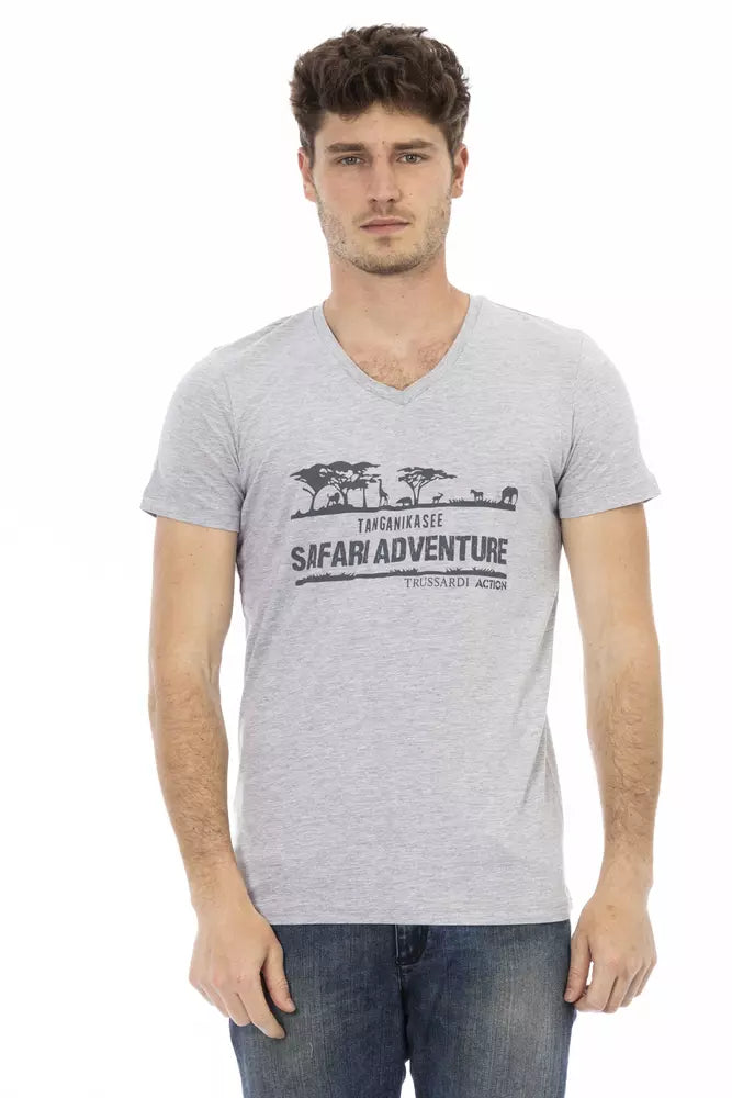 Trussardi Action Gray Cotton Men T-Shirt Trussardi Action