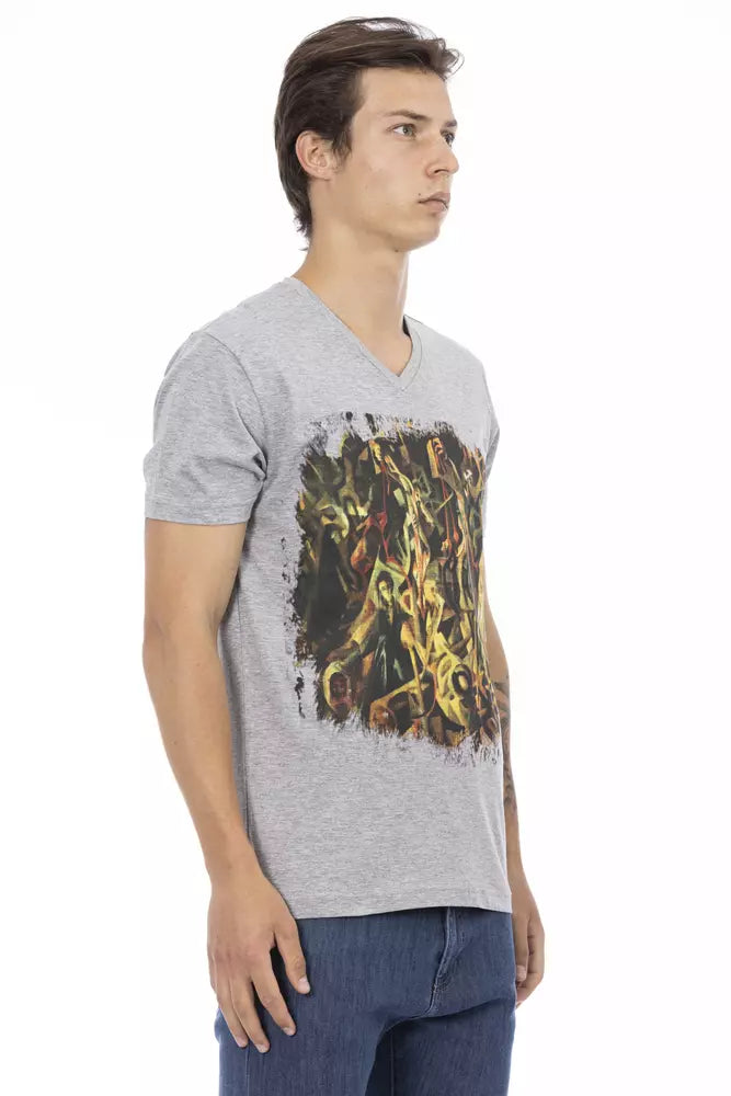 Trussardi Action Gray Cotton Men T-Shirt Trussardi Action