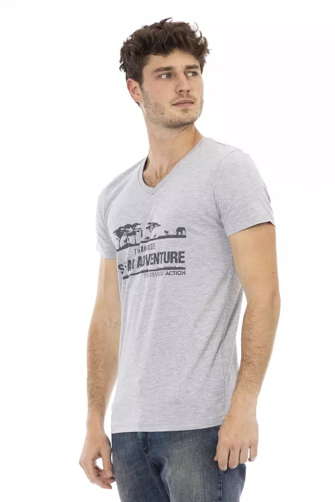 Trussardi Action Gray Cotton Men T-Shirt Trussardi Action