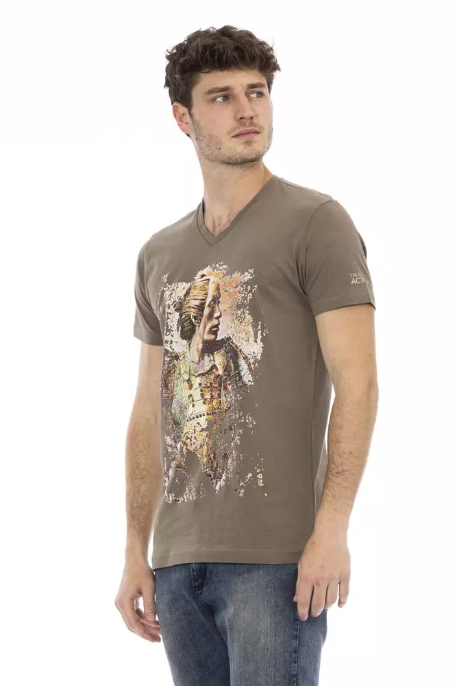 Trussardi Action Brown Cotton Men T-Shirt Trussardi Action