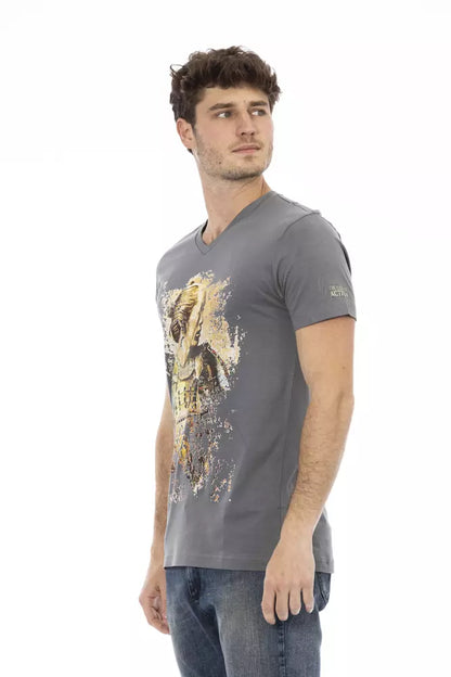 Trussardi Action Gray Cotton Men T-Shirt Trussardi Action