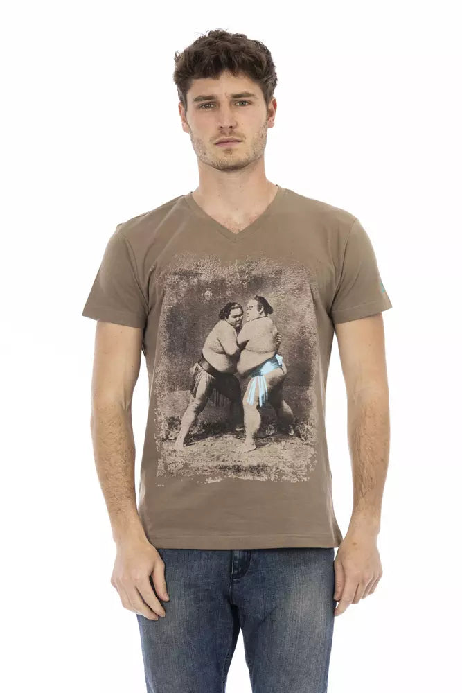 Trussardi Action Brown Cotton Men T-Shirt Trussardi Action