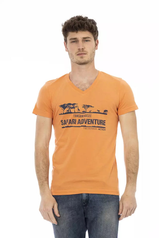 Trussardi Action Orange Cotton Men T-Shirt Trussardi Action