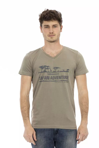 Trussardi Action Brown Cotton Men T-Shirt Trussardi Action