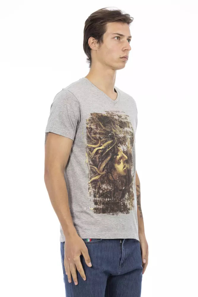 Trussardi Action Gray Cotton Men T-Shirt Trussardi Action