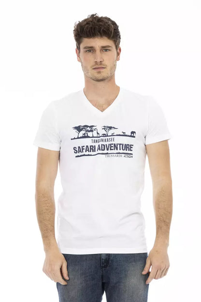 Trussardi Action White Cotton Men T-Shirt Trussardi Action