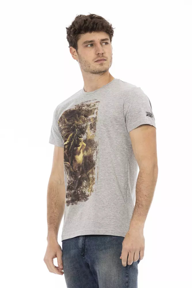 Trussardi Action Gray Cotton Men T-Shirt Trussardi Action