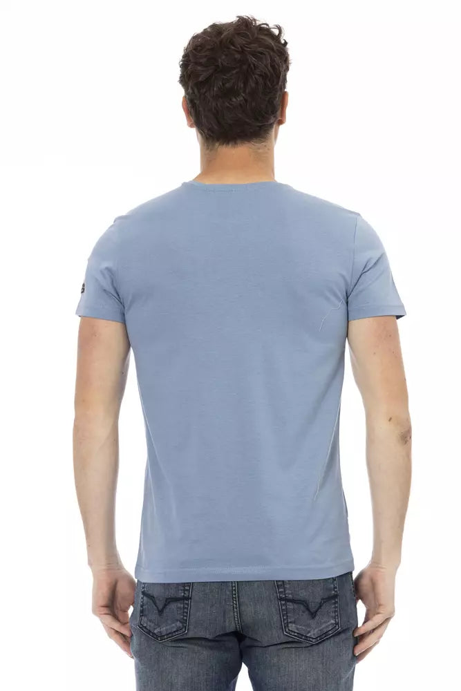 Trussardi Action Light Blue Cotton Men T-Shirt Trussardi Action