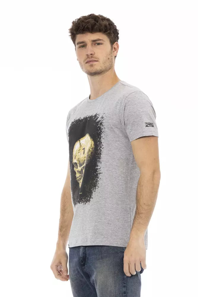 Trussardi Action Gray Cotton Men T-Shirt Trussardi Action