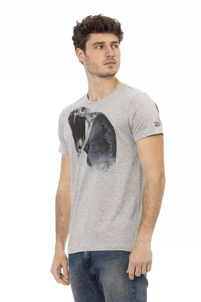 Trussardi Action Gray Cotton Men T-Shirt Trussardi Action