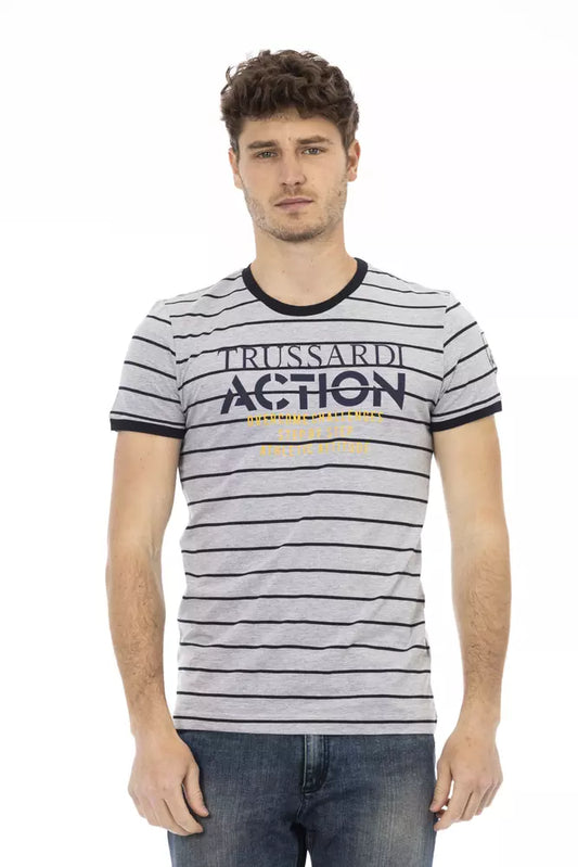 Trussardi Action Gray Cotton Men T-Shirt Trussardi Action