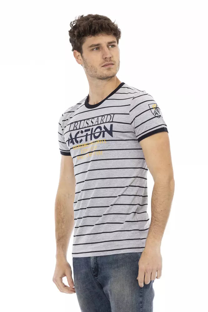 Trussardi Action Gray Cotton Men T-Shirt Trussardi Action