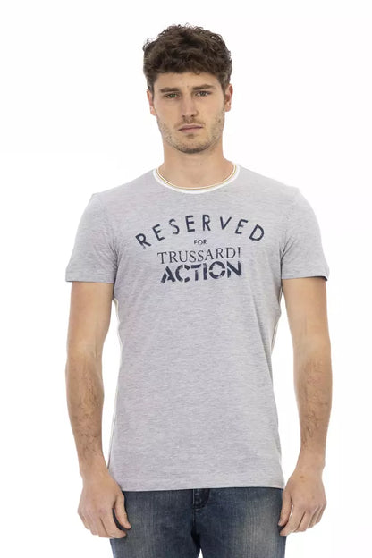 Trussardi Action Gray Cotton Men T-Shirt Trussardi Action