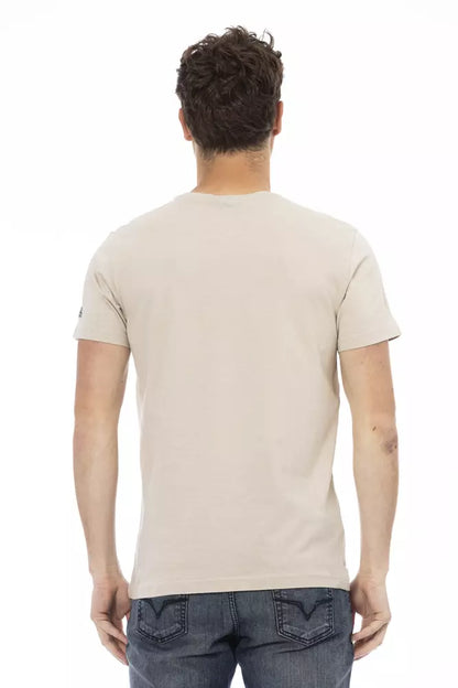 Trussardi Action Beige Cotton Men T-Shirt Trussardi Action