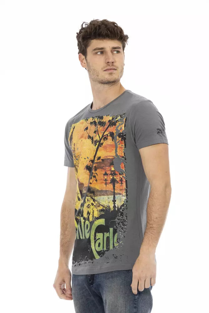 Trussardi Action Gray Cotton Men T-Shirt Trussardi Action