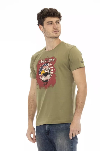 Trussardi Action Green Cotton Men T-Shirt Trussardi Action