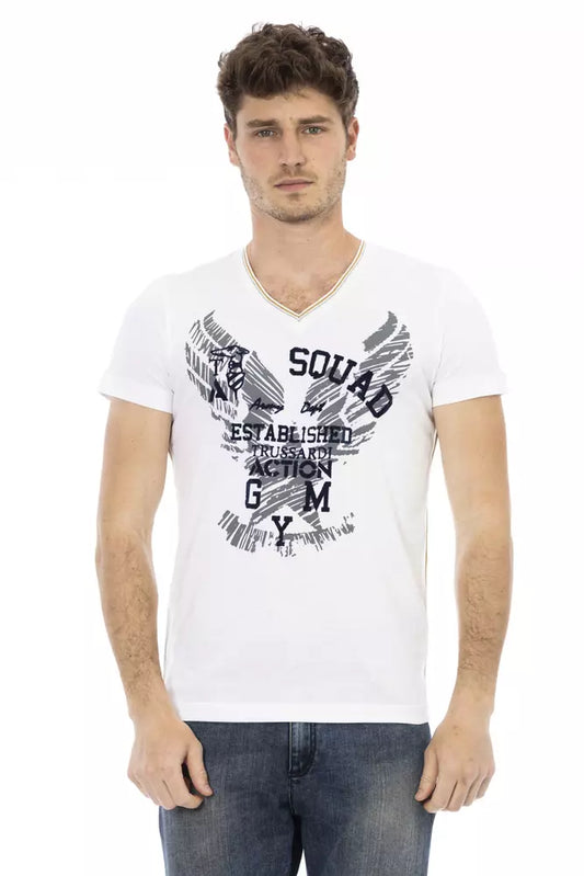 Trussardi Action White Cotton Men T-Shirt Trussardi Action